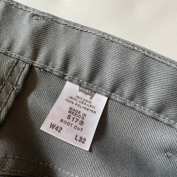 Levis 517 Jeans Mens Size 42 x 32 Gray Bootcut Black Tab Stretch Creased Vintage - Picture 4 of 9